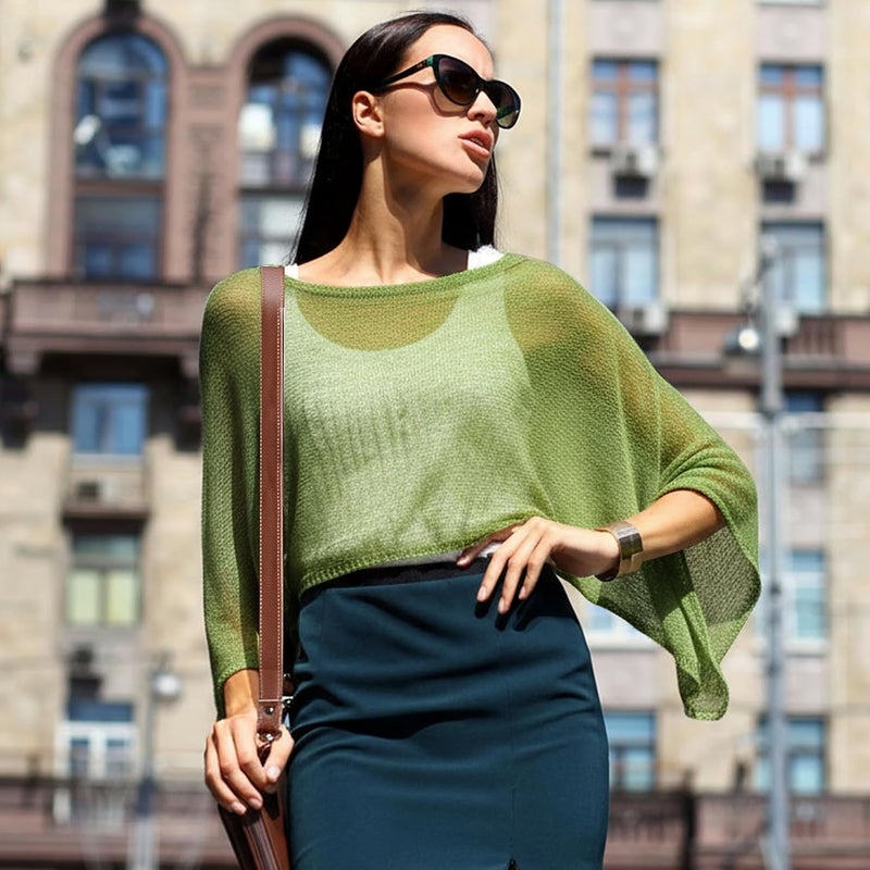 Jamntower 1 Pcs Women Sheer Poncho Shrug Summer Sheer Blouse Top Lightweight Poncho Sheer Bolero for Formal Evening Dress - Image 5